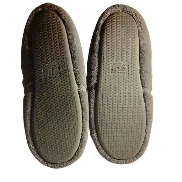 Dearfoam Mens Slippers Gray Fleece XL Size 13 14 - Picture 7 of 8